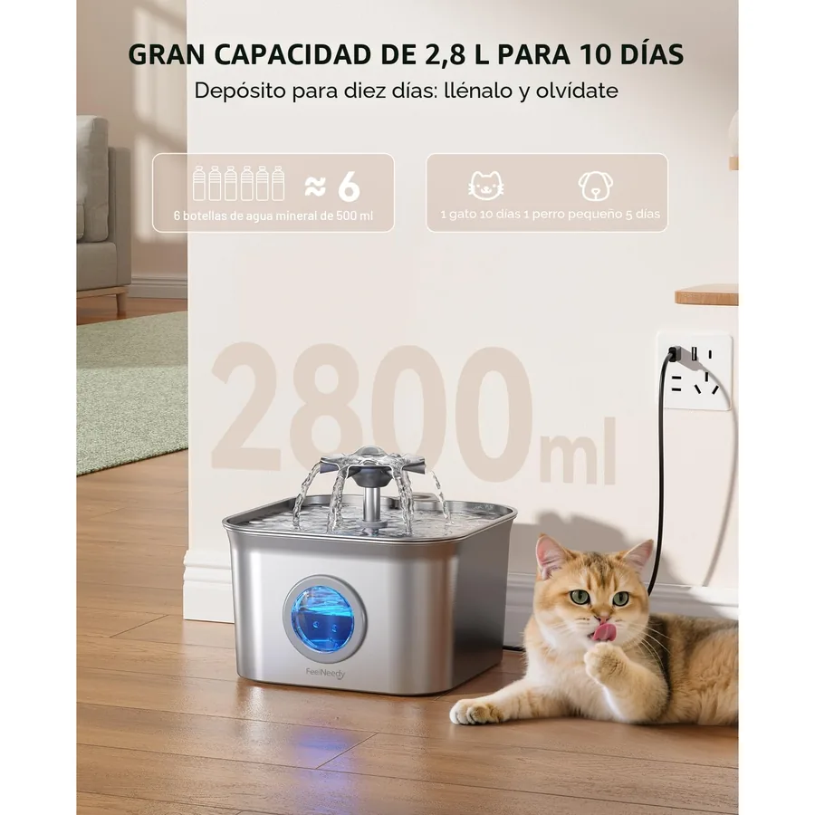 FEELNEEDY 2,8 L de acero con 3 filtros incluidos, imagen 2