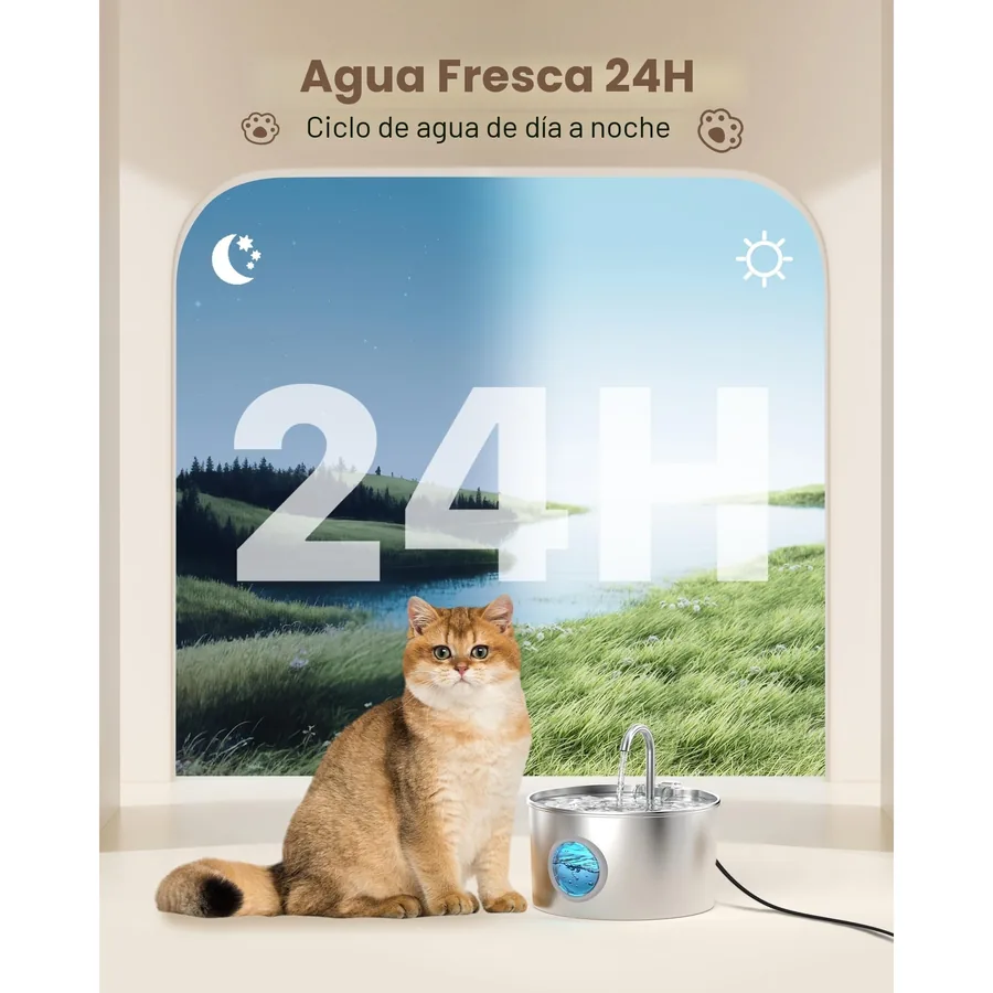 Fuente de agua de acero inoxidable 2,2 L con ventana de nivel — imagen 4