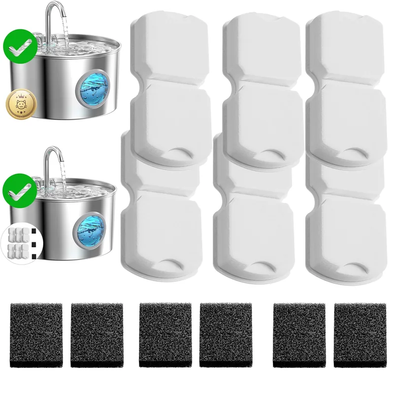 GIOTOHUN · Pack 6 filtros de carbón + 6 esponjas (12 uds)